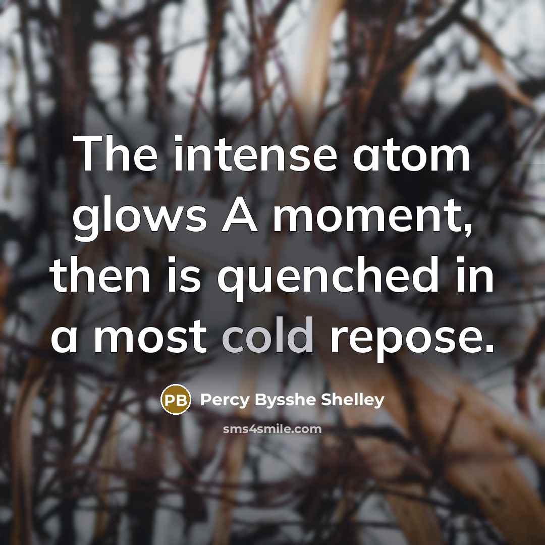 “The intense atom glows A moment, then is quenched in…” quote by Percy Bysshe Shelley