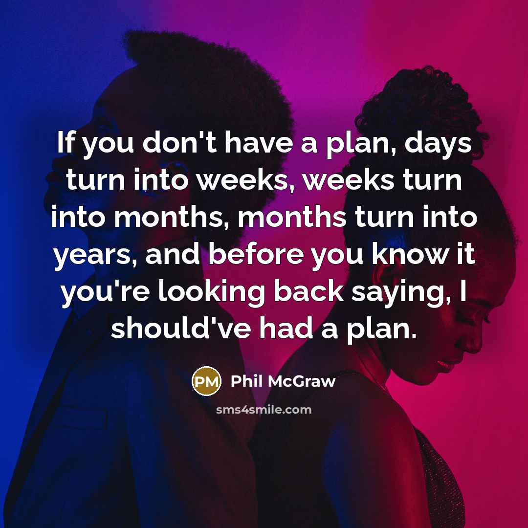 “If you don't have a plan, days turn into weeks,…” quote by Phil McGraw