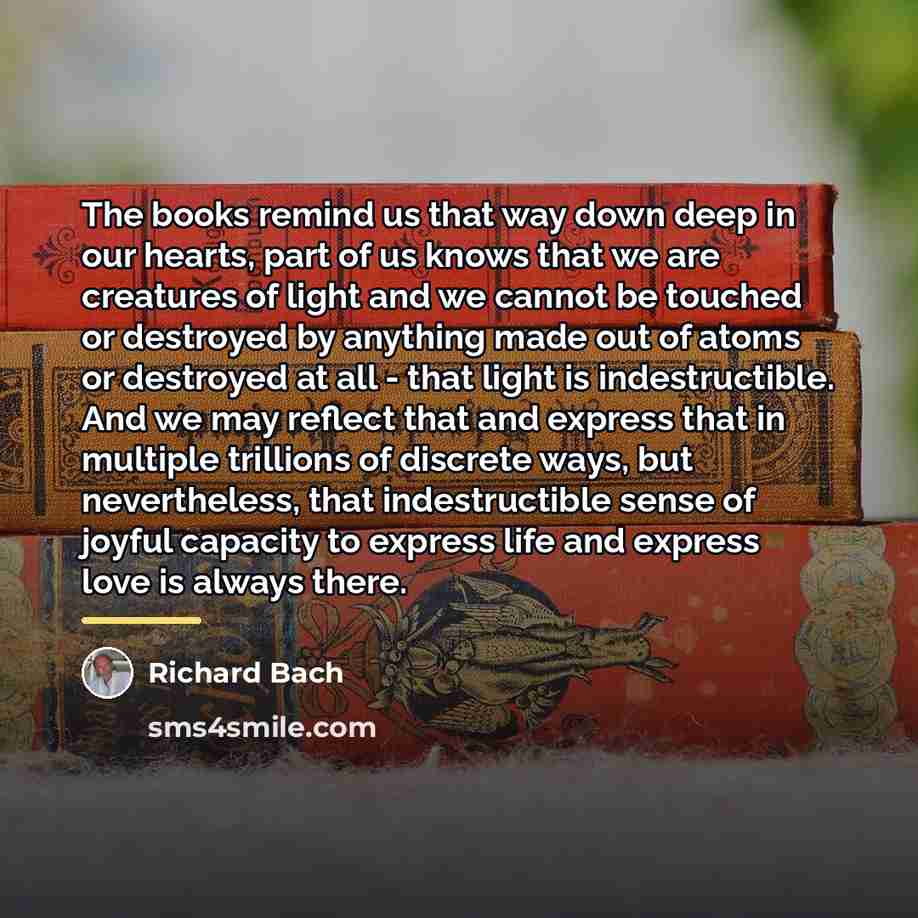 “The books remind us that way down deep in our…” quote by Richard Bach