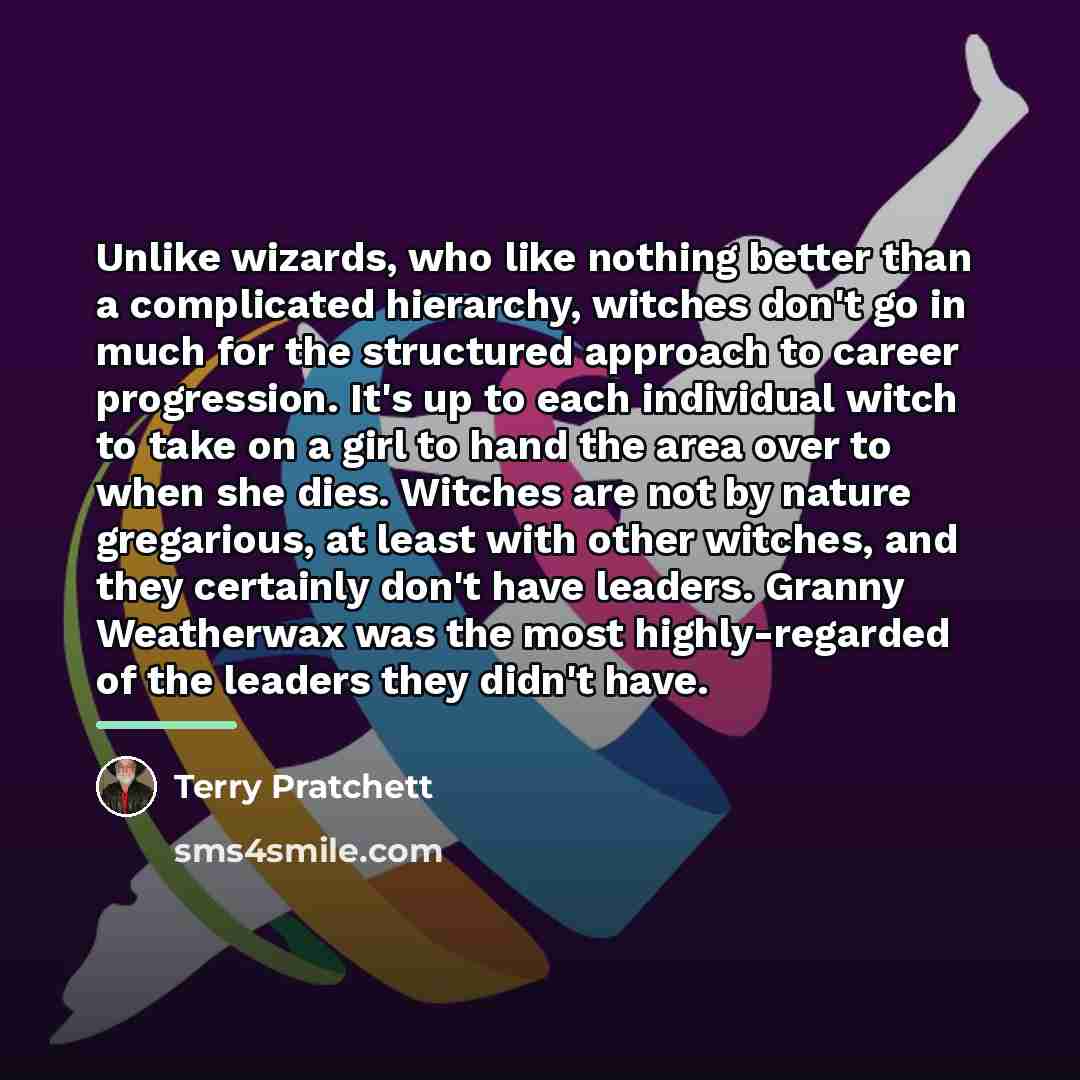 “Unlike wizards, who like nothing better than a complicated hierarchy,…” quote by Terry Pratchett