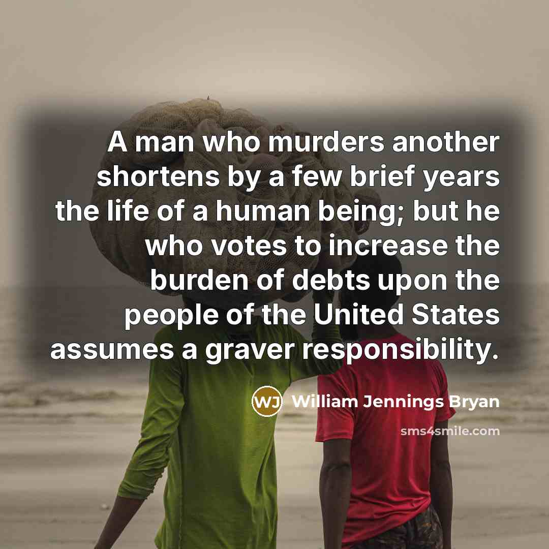“A man who murders another shortens by a few brief…” quote by William Jennings Bryan