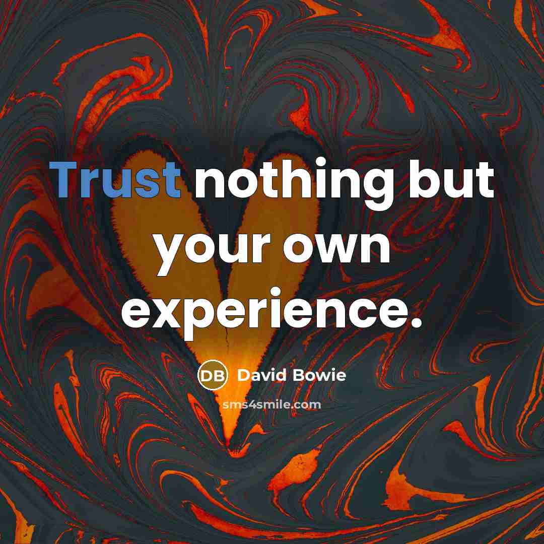 “Trust nothing but your own experience.” quote by David Bowie
