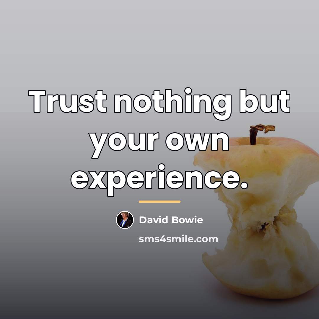 “Trust nothing but your own experience.…” quote by David Bowie