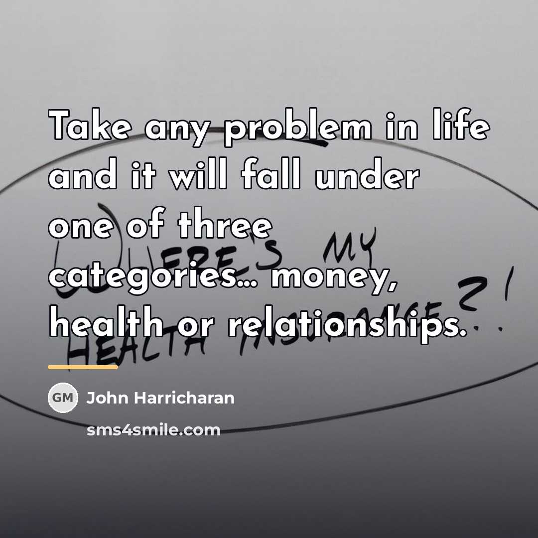 “Take any problem in life and it will fall under…” quote by John Harricharan