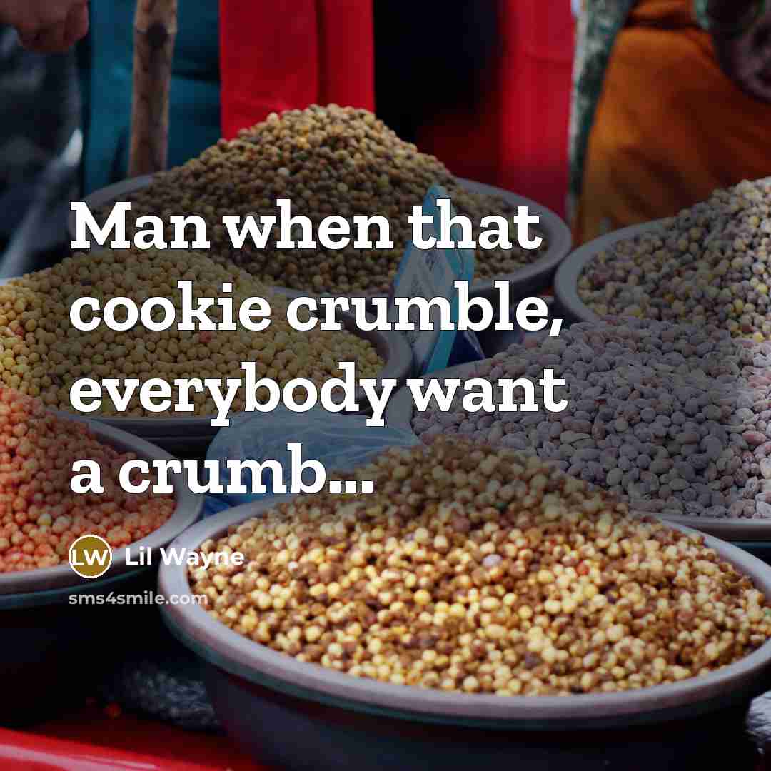 “Man when that cookie crumble, everybody want a crumb...” quote by Lil Wayne