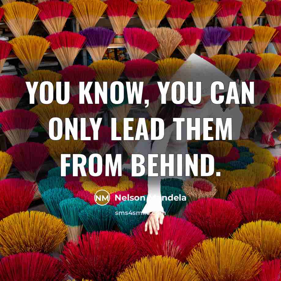 “You know, you can only lead them from behind.…” quote by Nelson Mandela