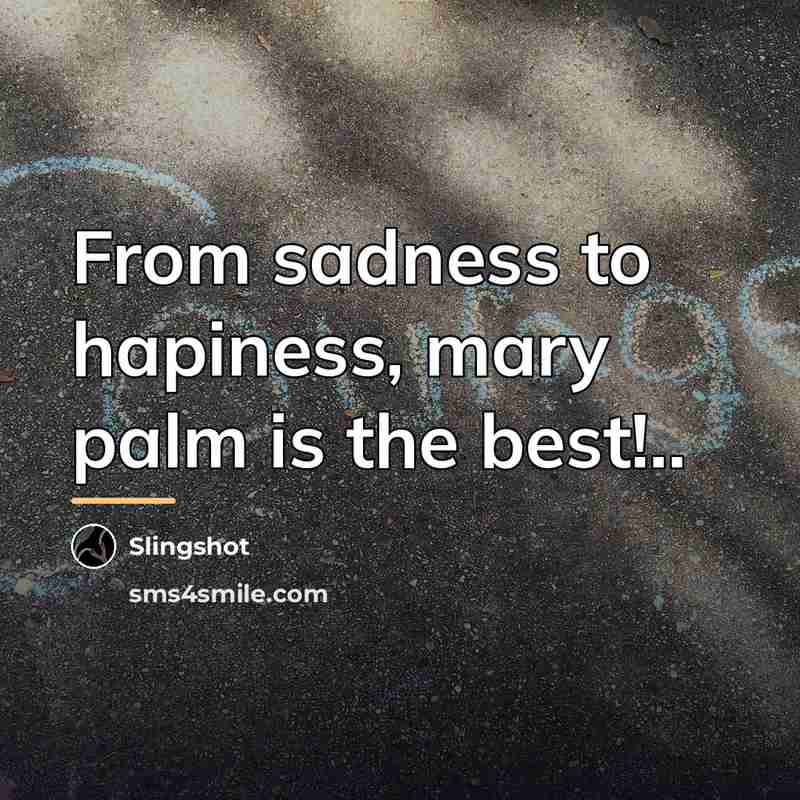 “From sadness to hapiness, mary palm is the best!..…” quote by Slingshot