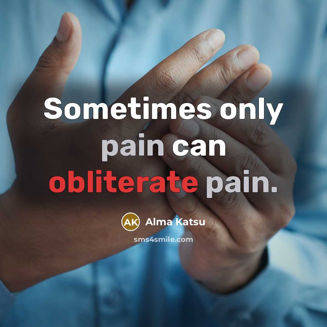 “Sometimes only pain can obliterate pain.” quote by Alma Katsu