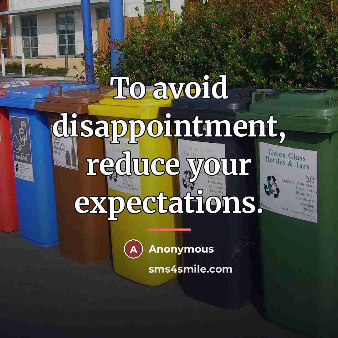 “To avoid disappointment, reduce your expectations.…” quote by Anonymous