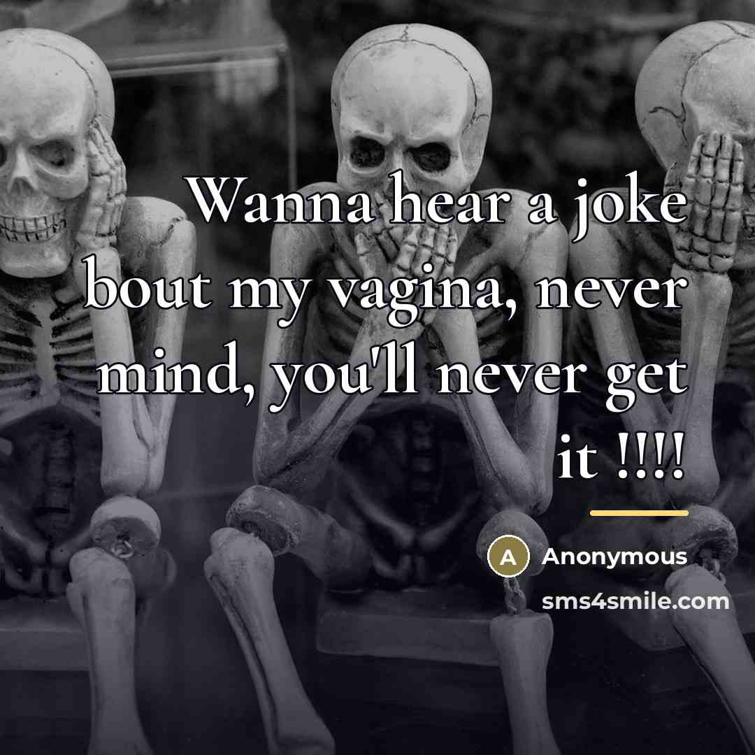 “Wanna hear a joke bout my vagina, never mind, you'll…” quote by Anonymous