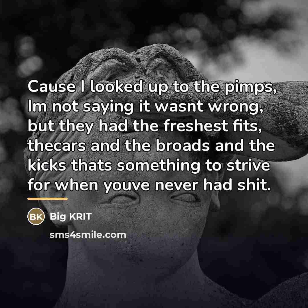 “Cause I looked up to the pimps, Im not saying…” quote by Big KRIT