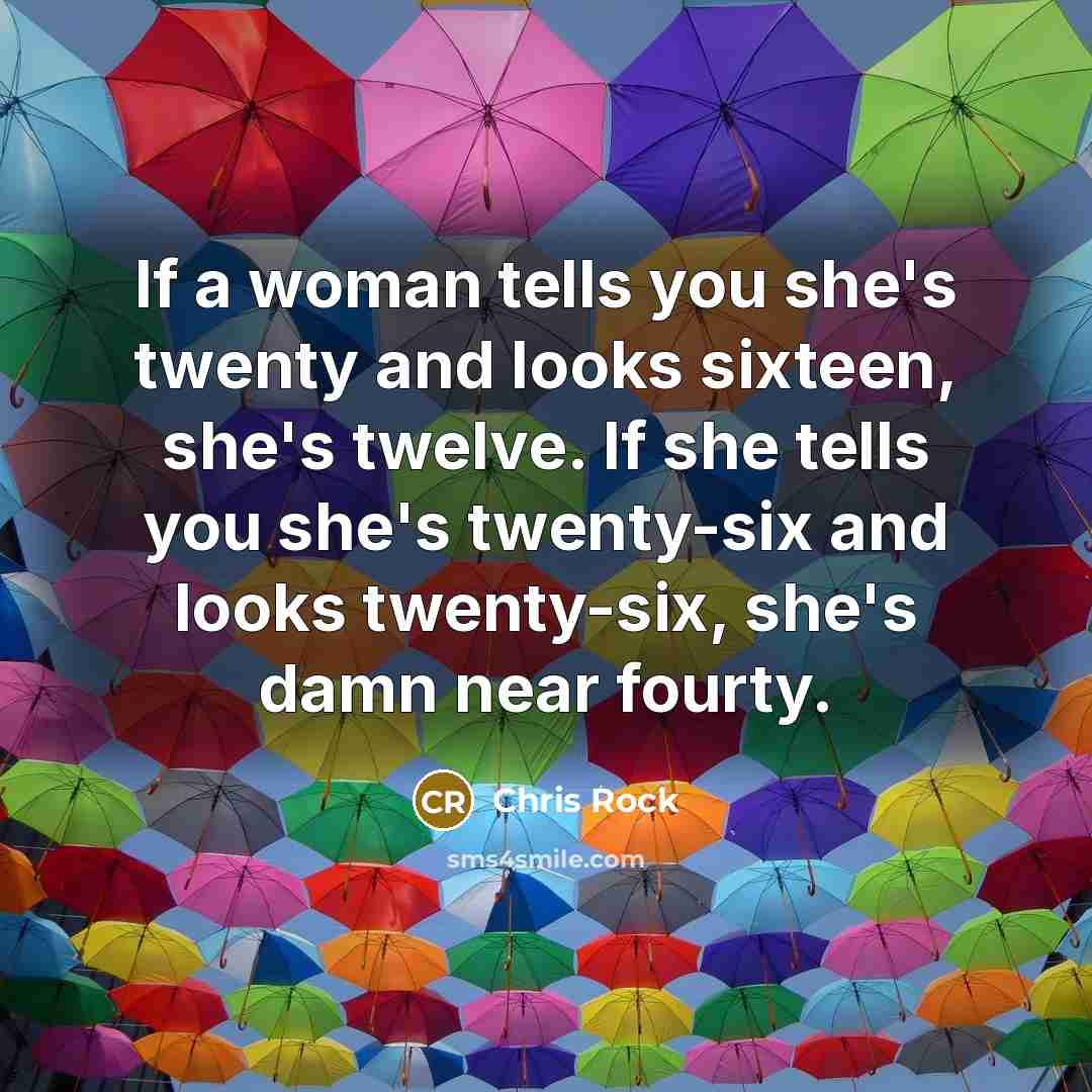 “If a woman tells you she's twenty and looks sixteen,…” quote by Chris Rock