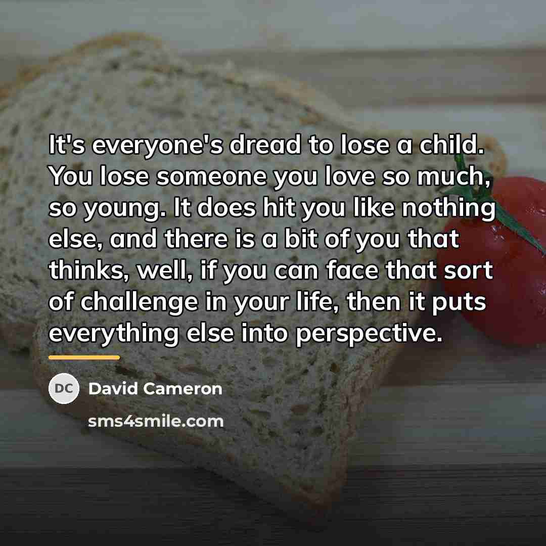 “It's everyone's dread to lose a child. You lose someone…” quote by David Cameron