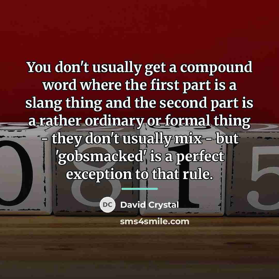 “You don't usually get a compound word where the first…” quote by David Crystal