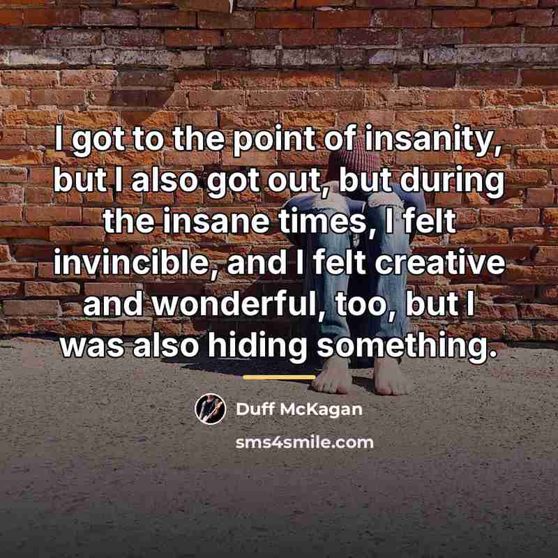“I got to the point of insanity, but I also…” quote by Duff McKagan