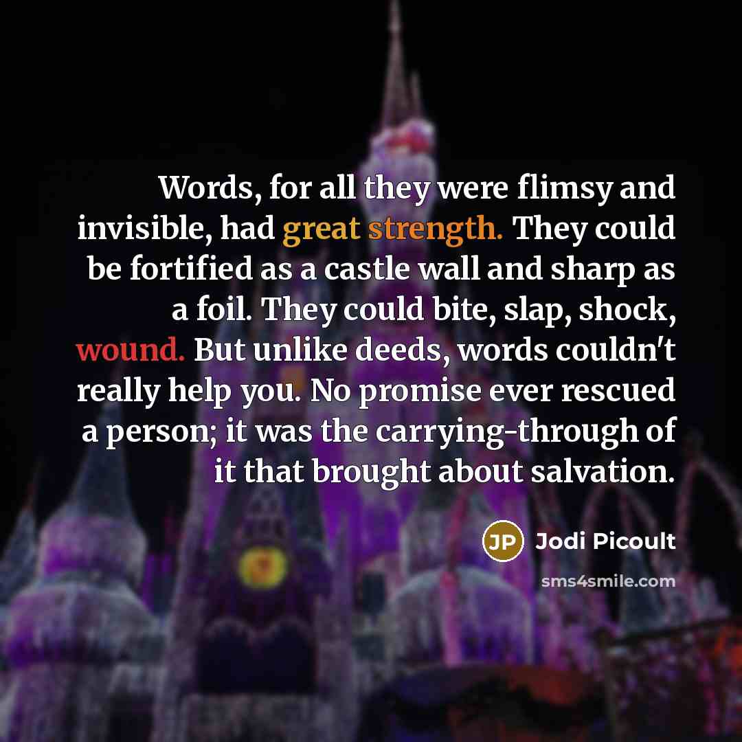 “Words, for all they were flimsy and invisible, had great…” quote by Jodi Picoult