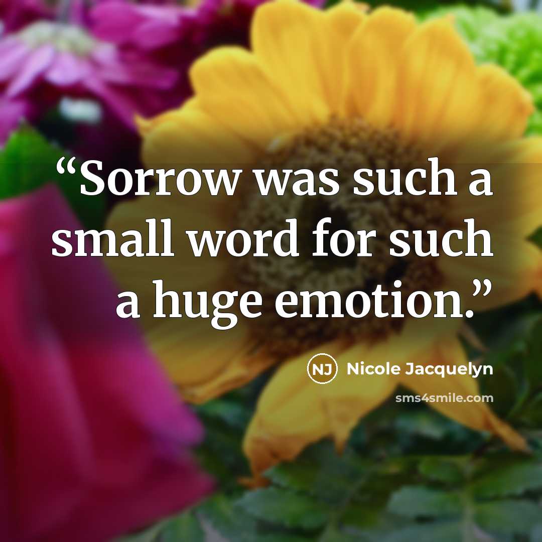 “Sorrow was such a small word for such a huge emotion.” quote by Nicole Jacquelyn