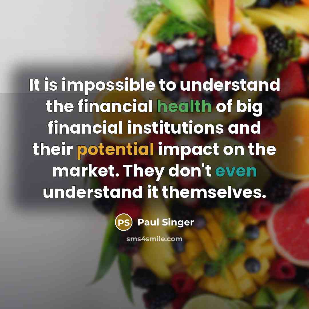 “It is impossible to understand the financial health of big…” quote by Paul Singer