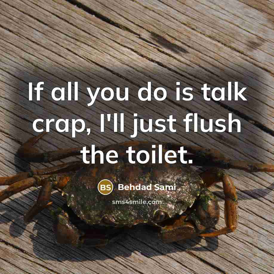 “If all you do is talk crap, I'll just flush…” quote by Behdad Sami