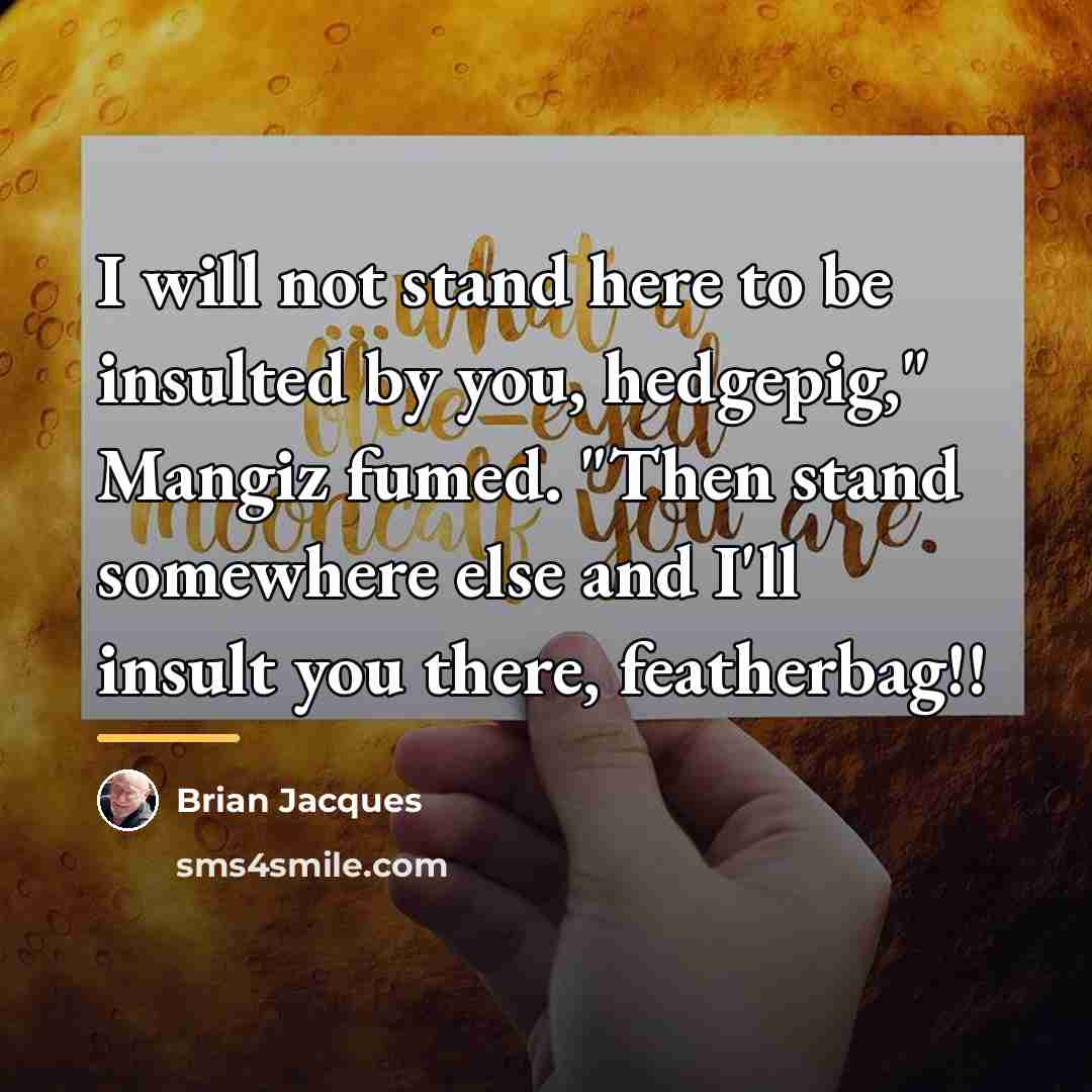 “I will not stand here to be insulted by you,…” quote by Brian Jacques