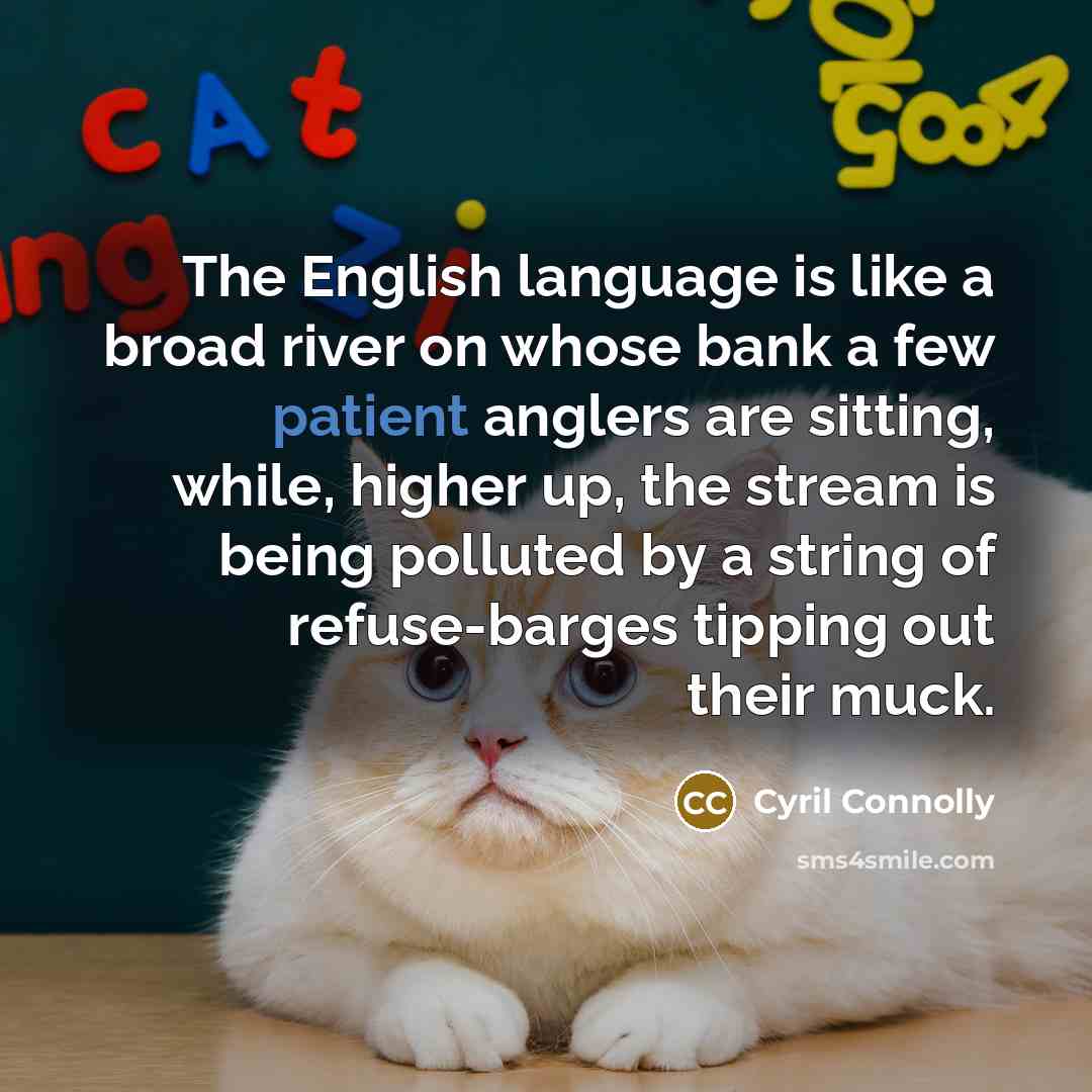“The English language is like a broad river on whose…” quote by Cyril Connolly