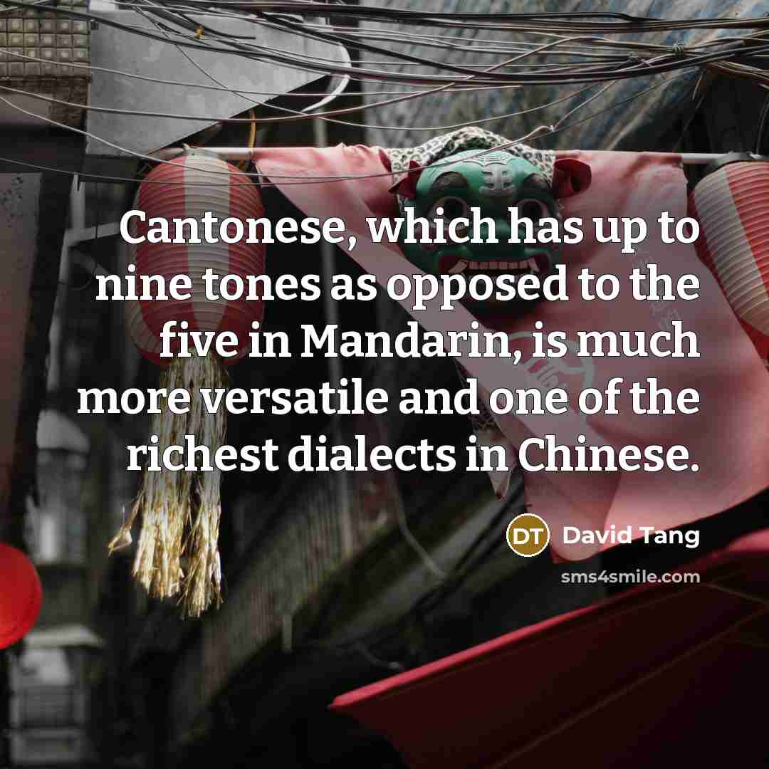 “Cantonese, which has up to nine tones as opposed to…” quote by David Tang