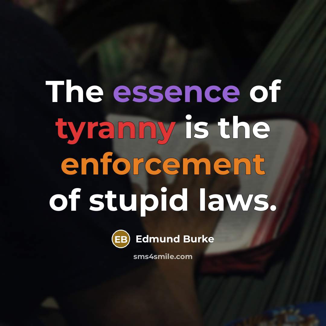 “The essence of tyranny is the enforcement of stupid laws.…” quote by Edmund Burke