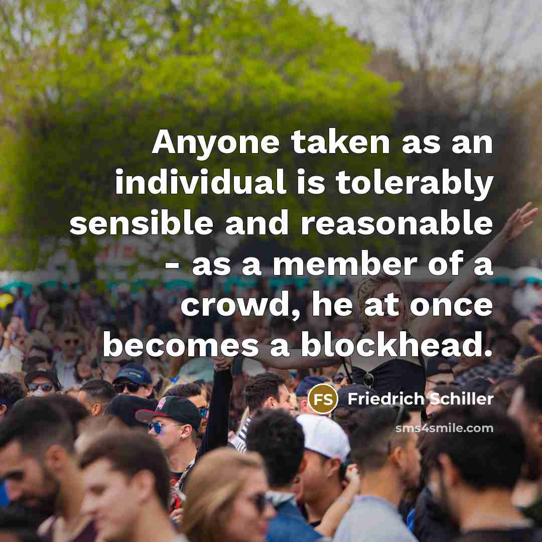 “Anyone taken as an individual is tolerably sensible and reasonable…” quote by Friedrich Schiller