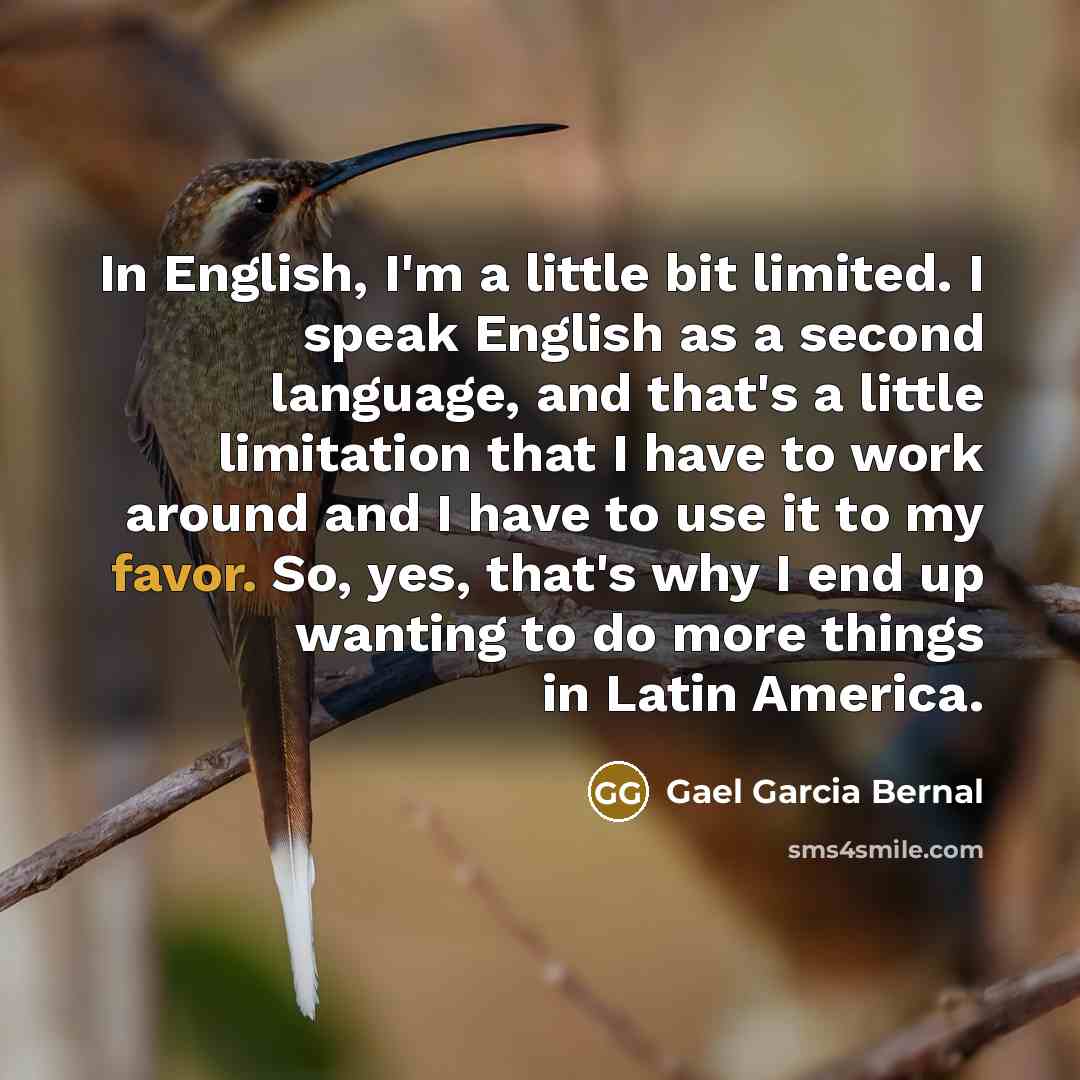 “In English, I'm a little bit limited. I speak English…” quote by Gael Garcia Bernal