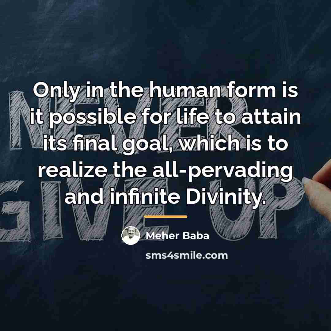 “Only in the human form is it possible for life…” quote by Meher Baba