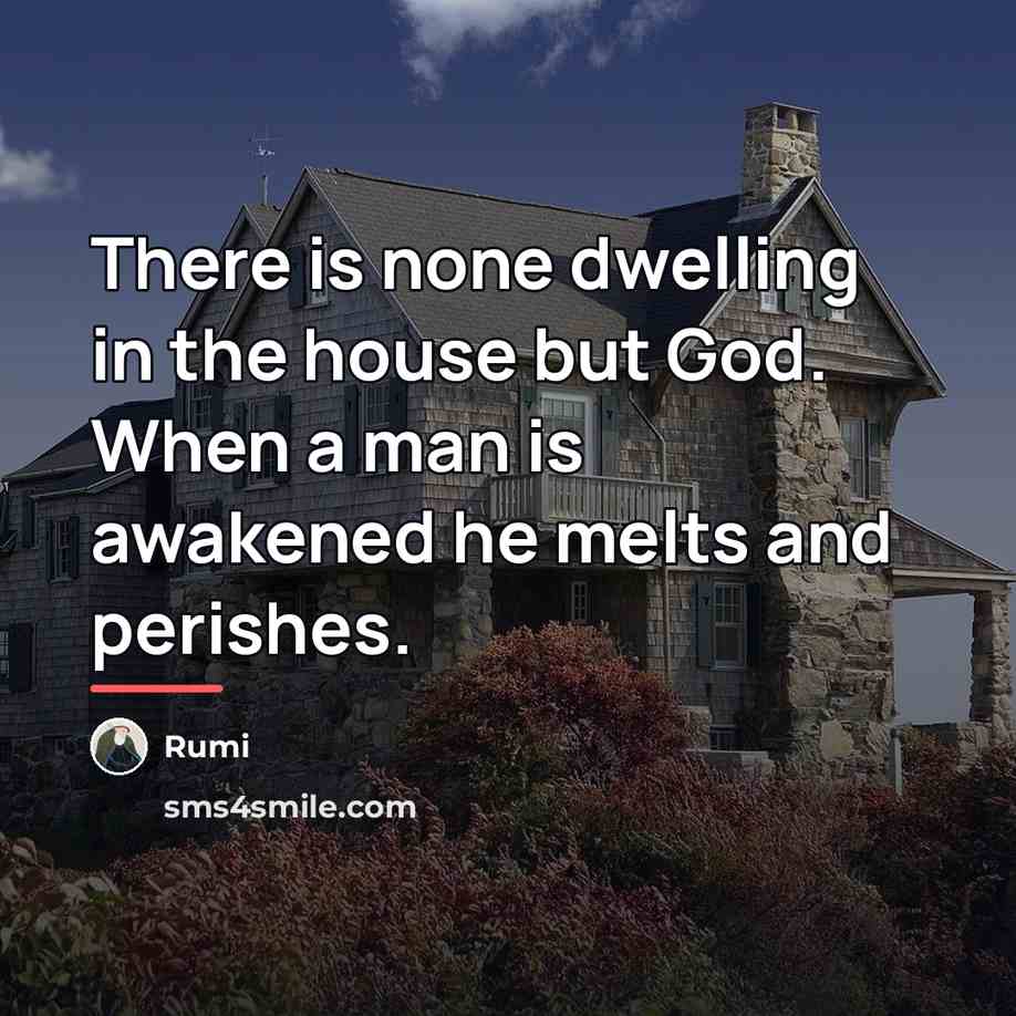“There is none dwelling in the house but God. When…” quote by Rumi