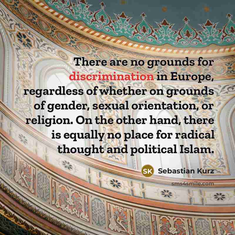 “There are no grounds for discrimination in Europe, regardless of…” quote by Sebastian Kurz