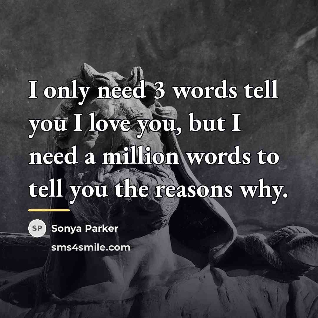 “I only need 3 words tell you I love you,…” quote by SONYA PARKER