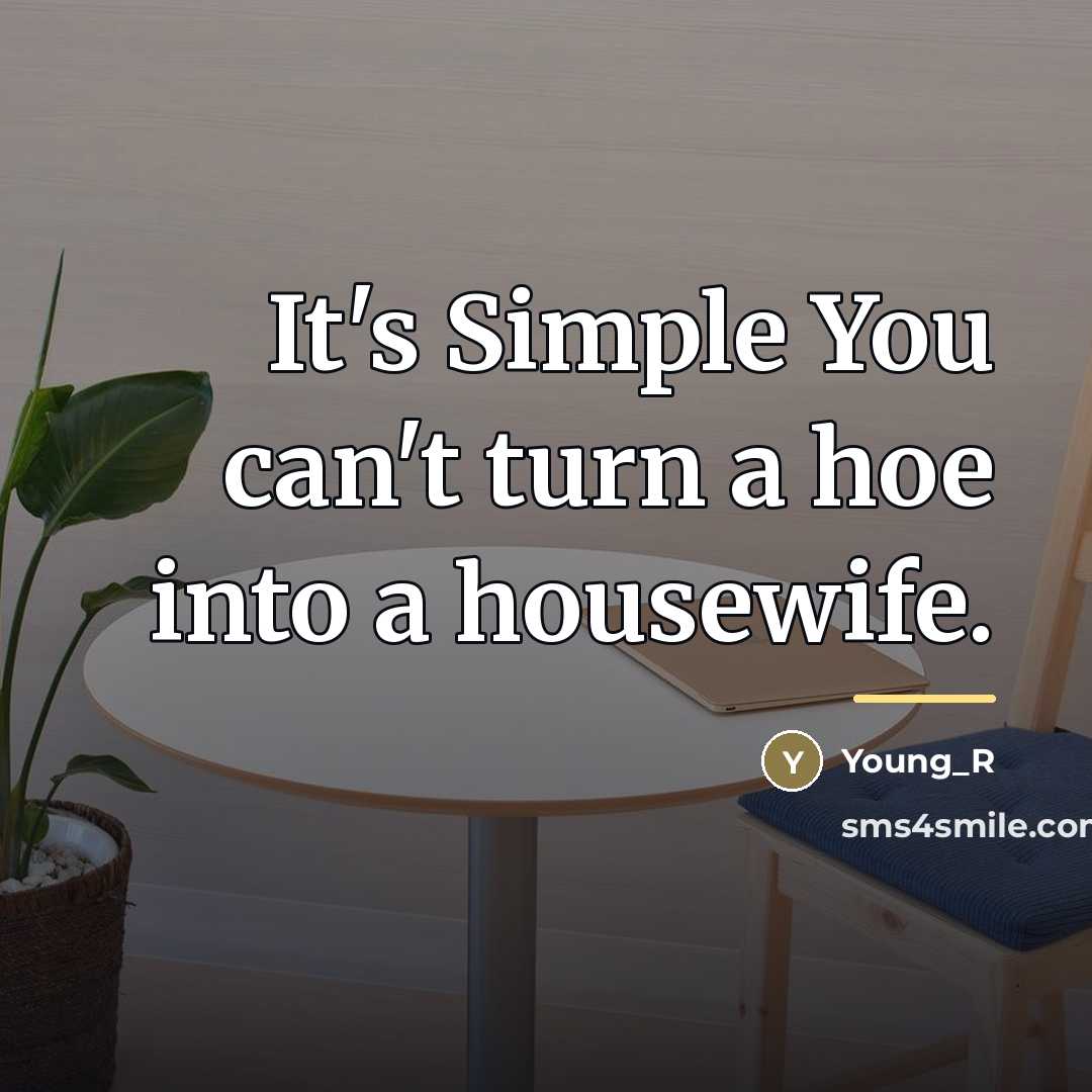 “It's Simple You can't turn a hoe into a housewife.…” quote by Young_R