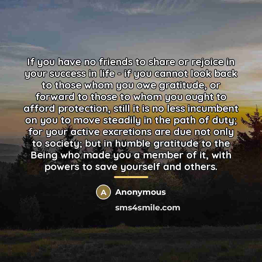 “If you have no friends to share or rejoice in…” quote by Anonymous