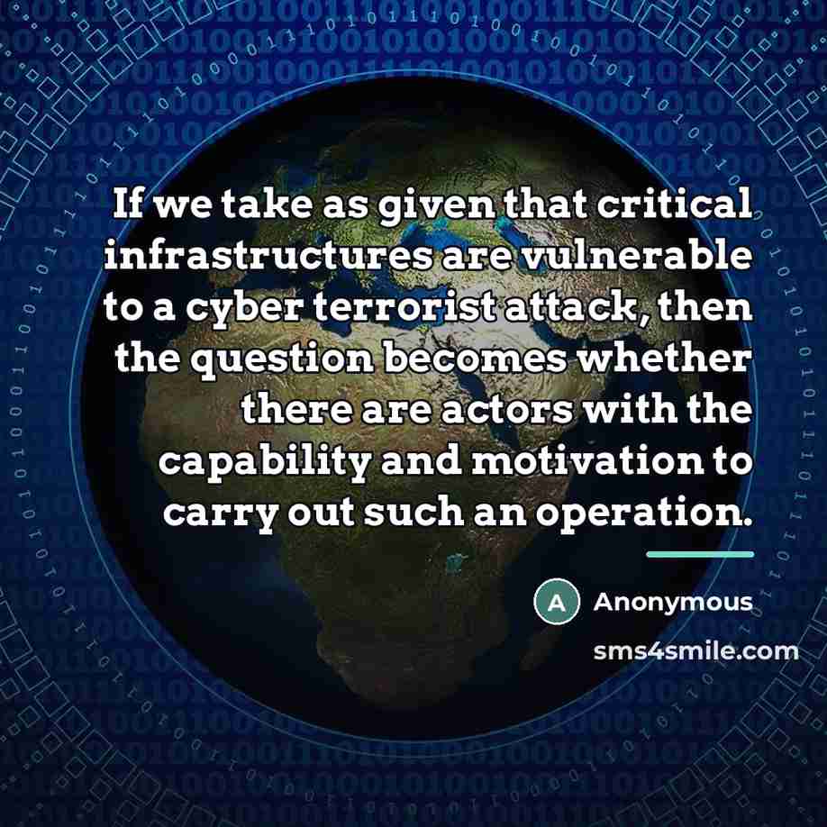 “If we take as given that critical infrastructures are vulnerable…” quote by Anonymous