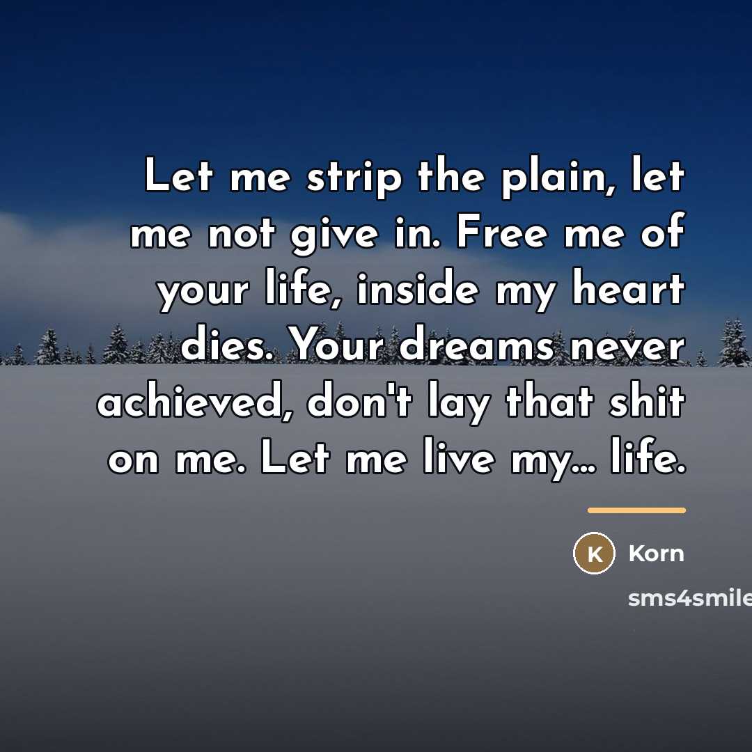 “Let me strip the plain, let me not give in.…” quote by Korn