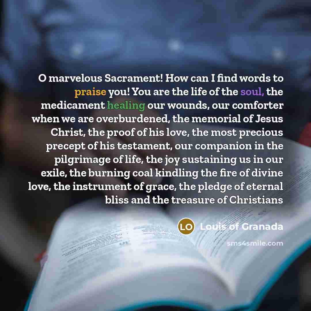 “O marvelous Sacrament! How can I find words to praise…” quote by Louis of Granada