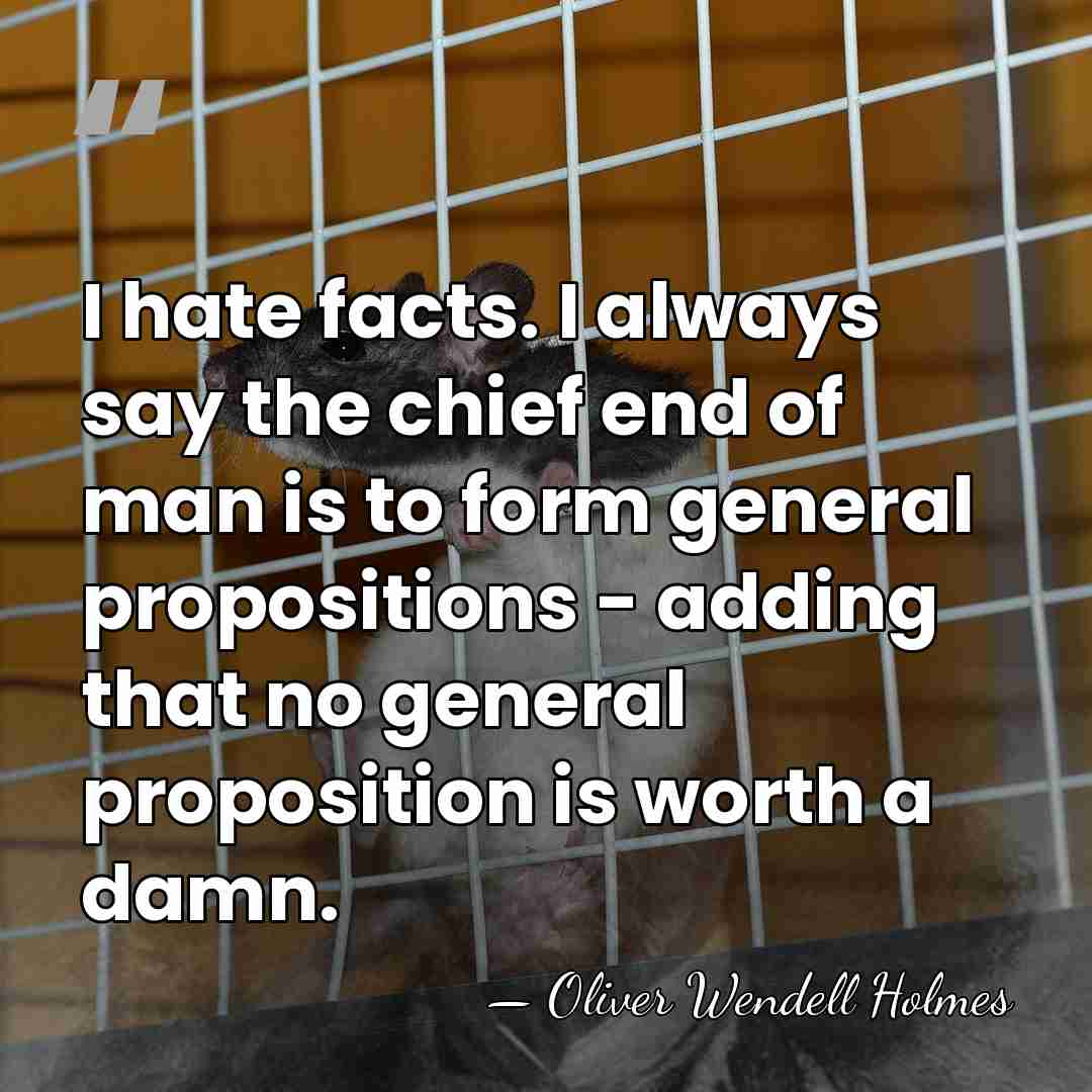 I hate facts. I always say the chief end of man is&hellip; - Oliver Wendell Holmes