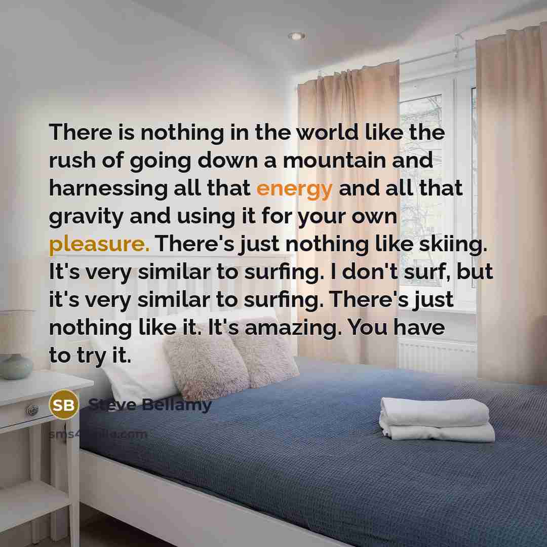 “There is nothing in the world like the rush of…” quote by Steve Bellamy