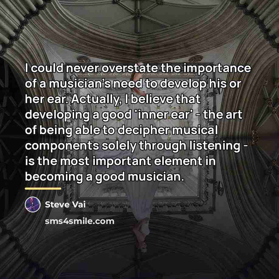 “I could never overstate the importance of a musician's need…” quote by Steve Vai