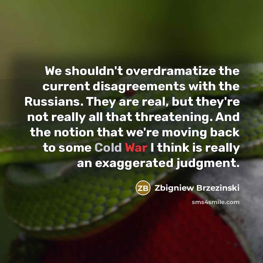 “We shouldn't overdramatize the current disagreements with the Russians. They…” quote by Zbigniew Brzezinski