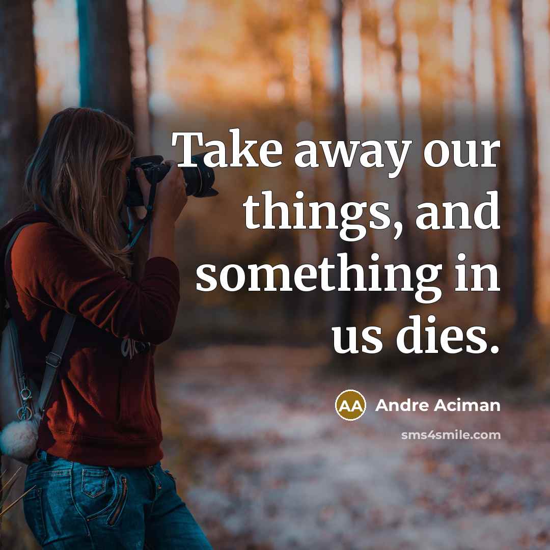 “Take away our things, and something in us dies.…” quote by Andre Aciman