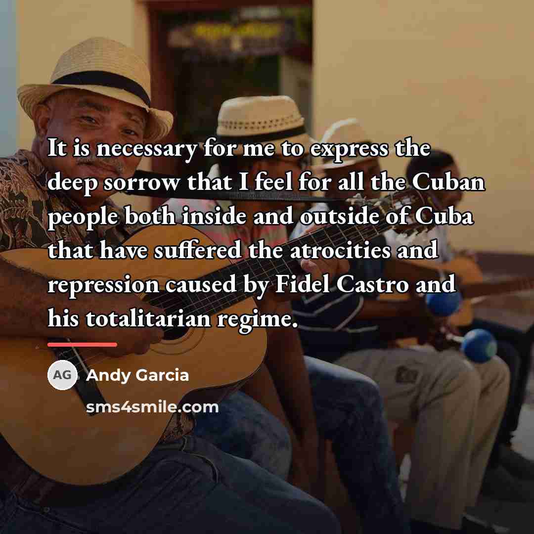 “It is necessary for me to express the deep sorrow…” quote by Andy Garcia