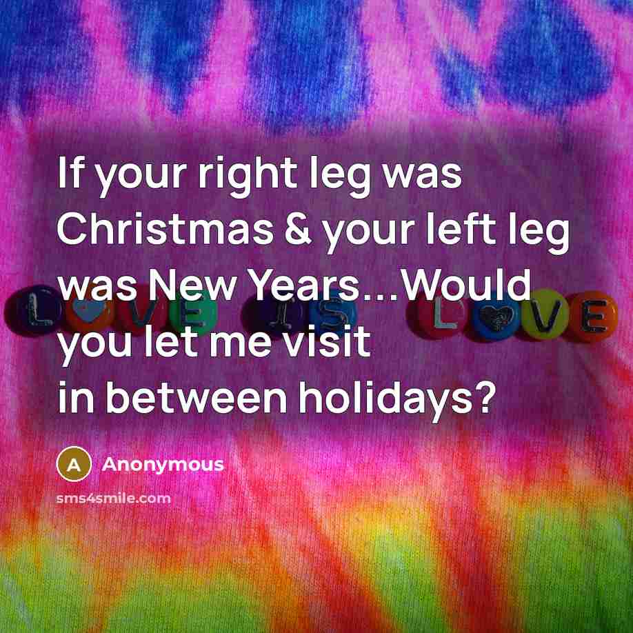 “If your right leg was Christmas & your left leg…” quote by Anonymous
