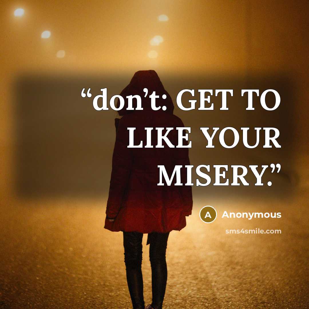 “don’t: GET TO LIKE YOUR MISERY.” quote by Anonymous