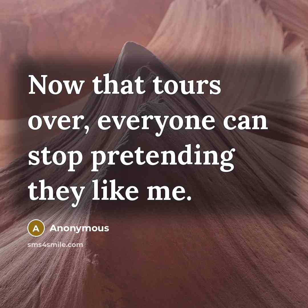 “Now that tours over, everyone can stop pretending they like me.” quote by Anonymous