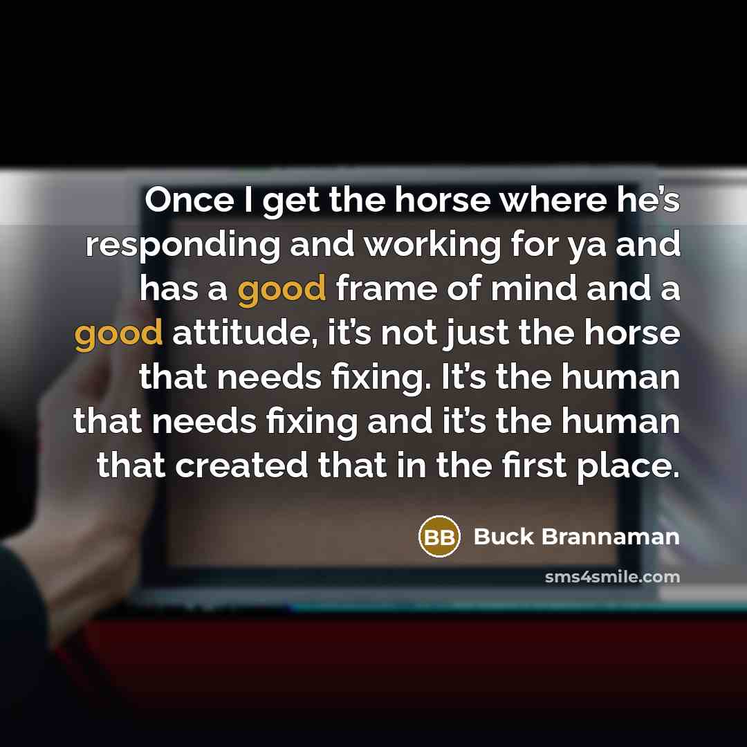 “Once I get the horse where he’s responding and working…” quote by Buck Brannaman