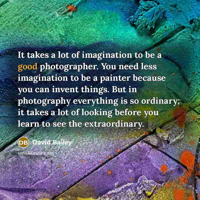 “It takes a lot of imagination to be a good…” quote by David Bailey