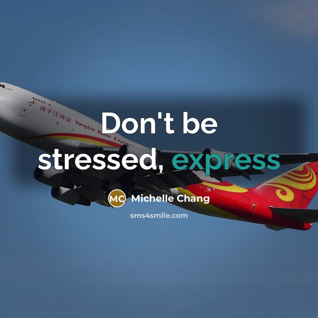 “Don't be stressed, express” quote by Michelle Chang